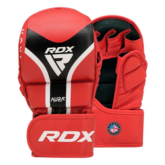 RDX grapplingové rukavice Aura+ T17, červeno-černé