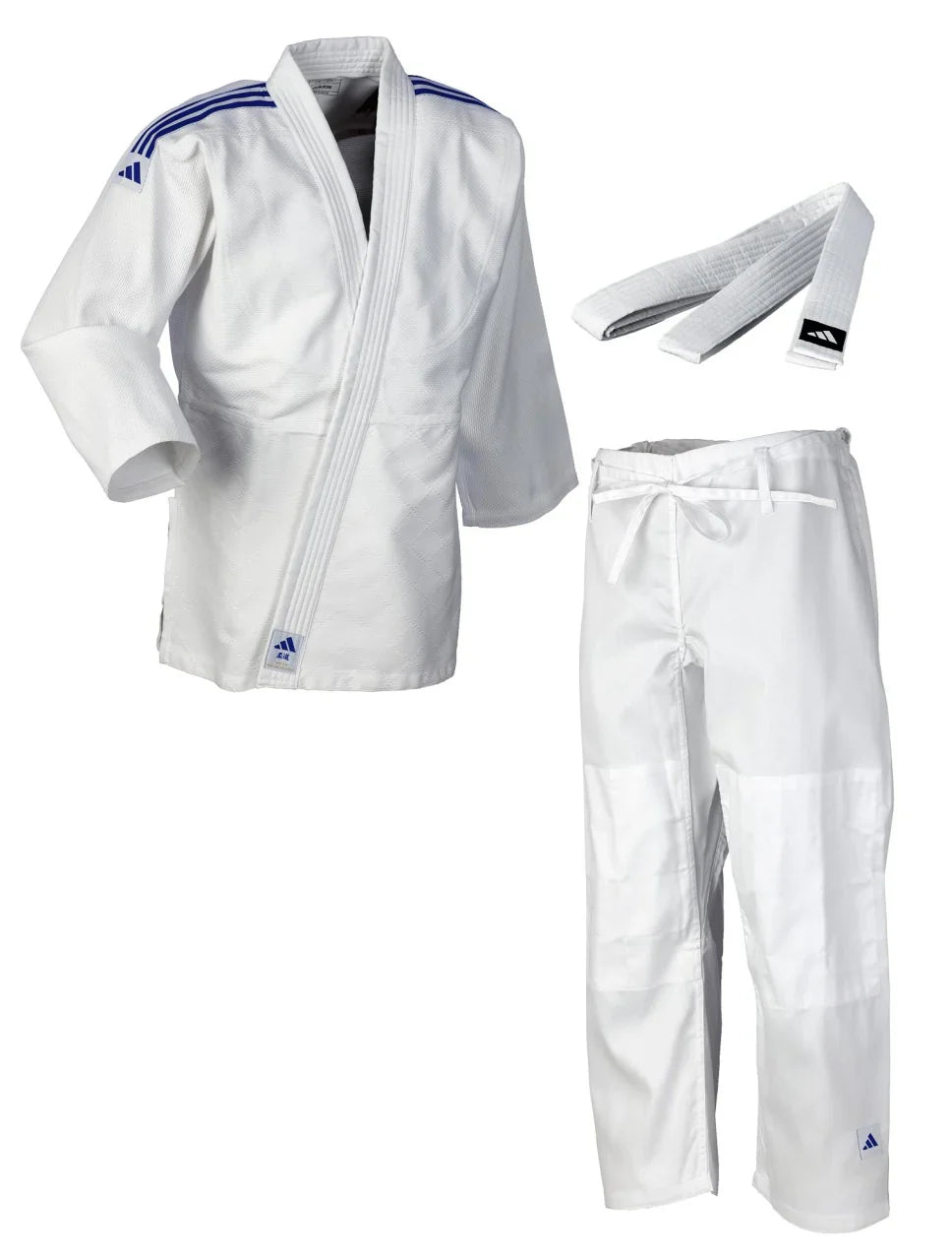 Adidas JU kimono s modrými pásky Club 350g, bílé