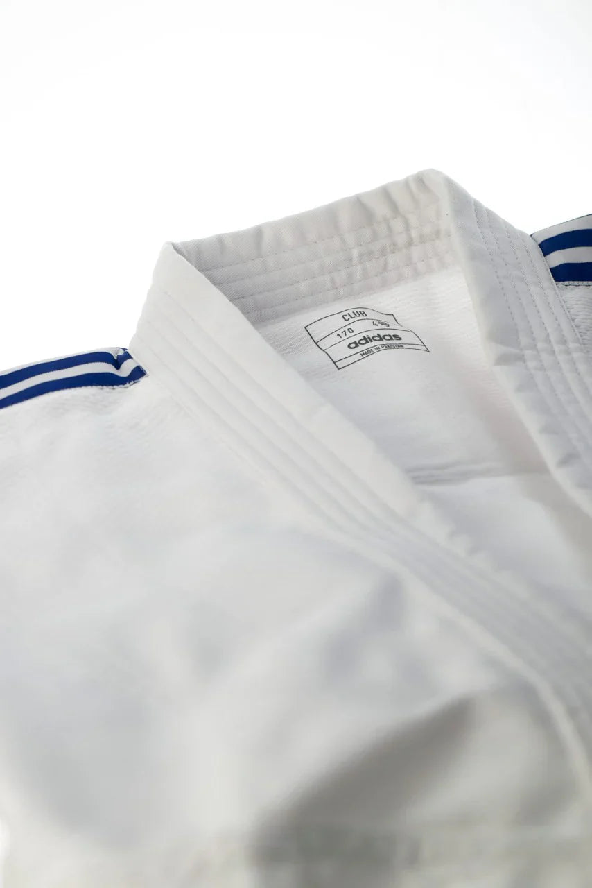 Adidas JU kimono s modrými pásky Club 350g, bílé