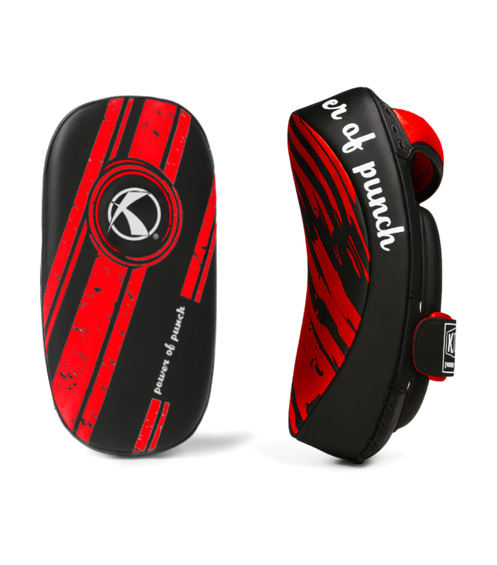 Katsudo kožená arm makiwara Curve 2ks, červená-černá