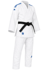 Kimono Adidas JU s modrými pásky Club 350g, bílé