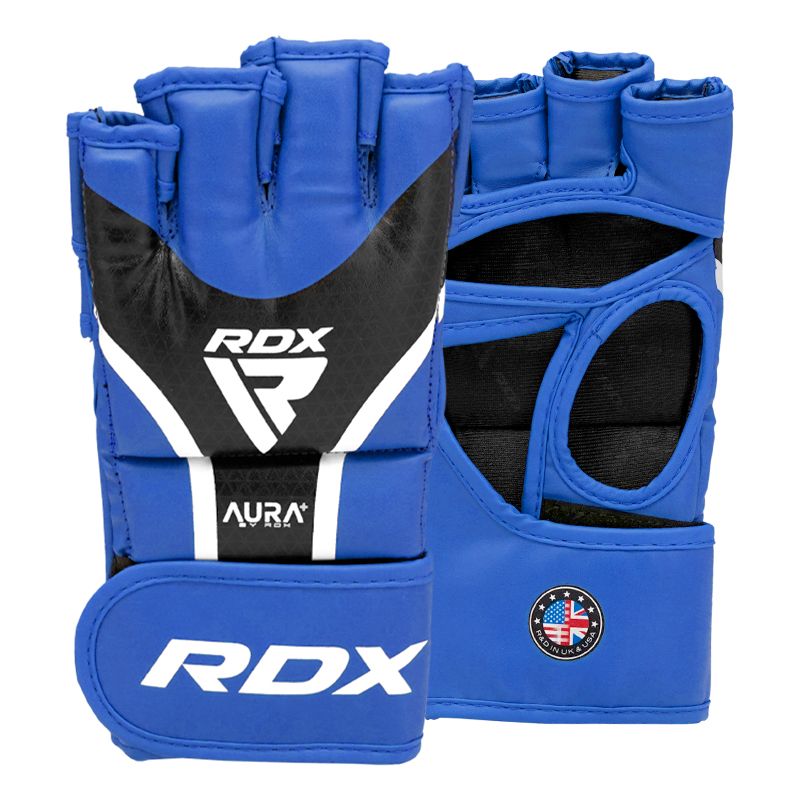 RDX grapplingové rukavice Aura plus T-17, modro-černé