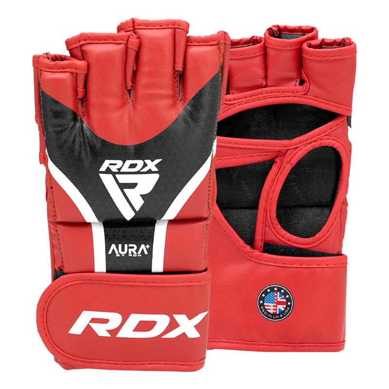 RDX grapplingové rukavice Aura plus T-17, červeno-černé